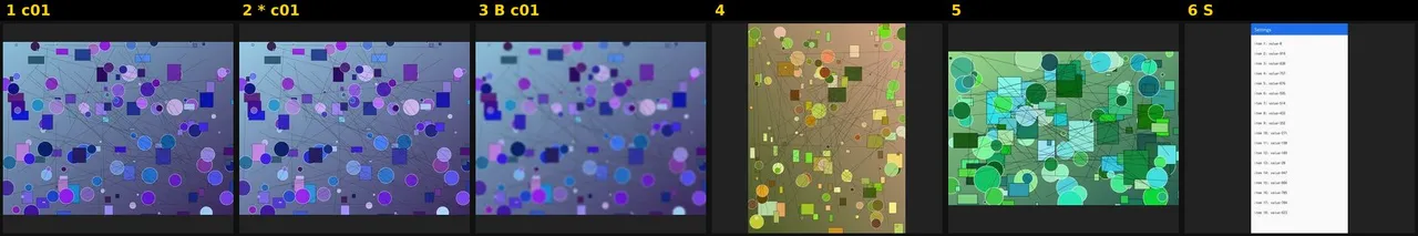 コンタクトシートの見本。6 枚の写真に番号が振られ、似た写真のグループ（c01）、その代表（*）、ブレ（B）、スクショ（S）の印が付いている